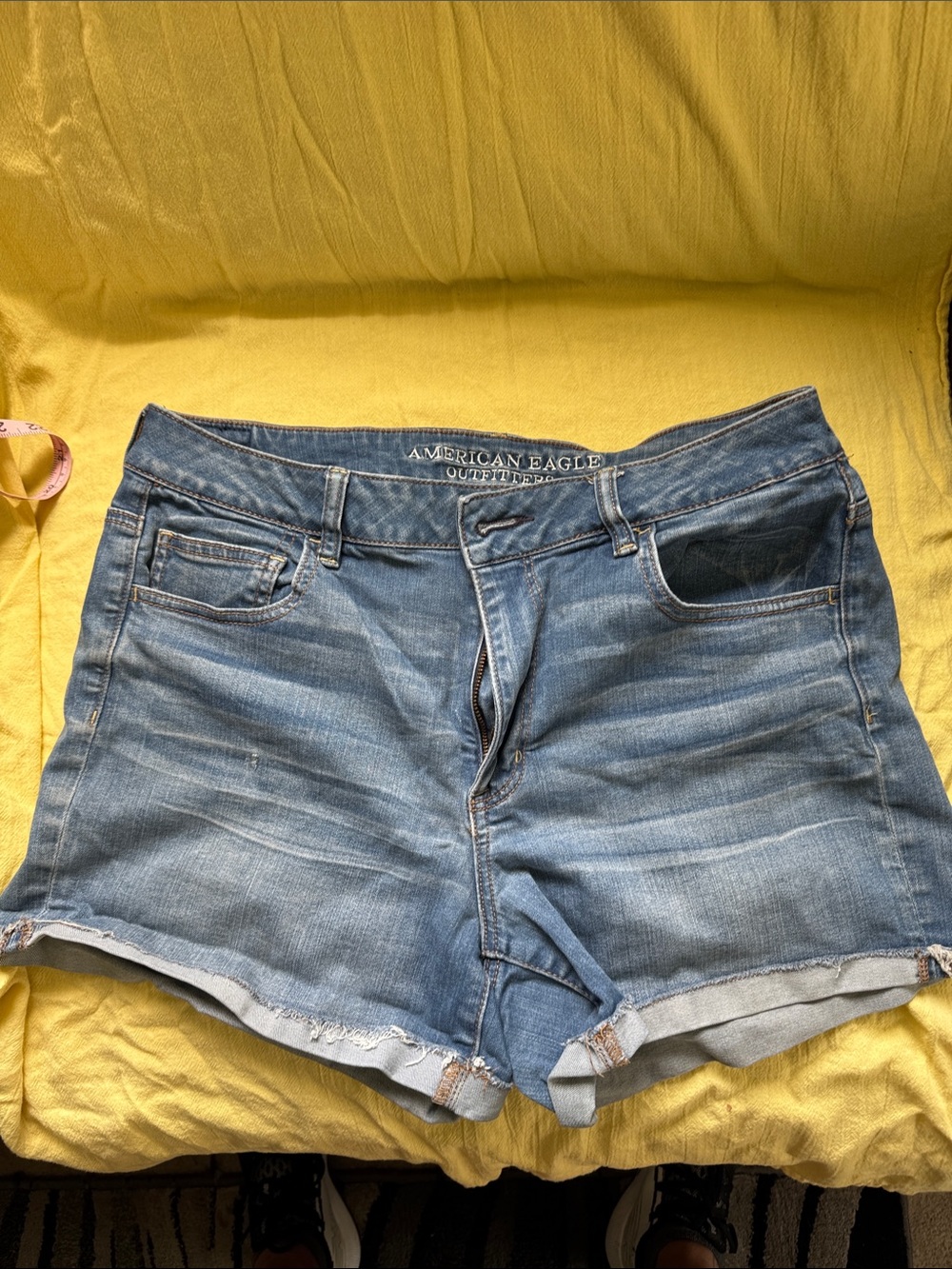 American Eagle Outfitters Distressed Light Blue Denim Shorts